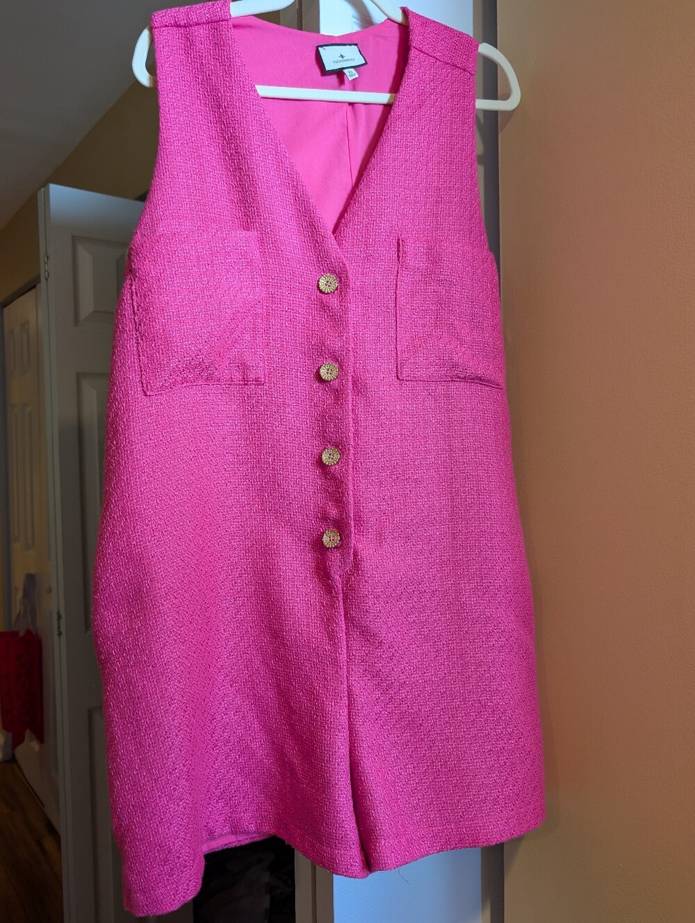 Tuckernuck Hot Pink Textured Myla Romper | XL